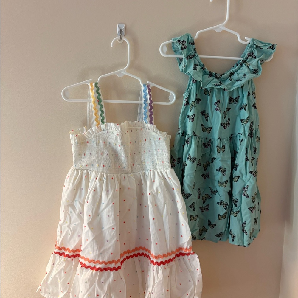 Charming White and Teal Kids Dress Set Girls Size 5T